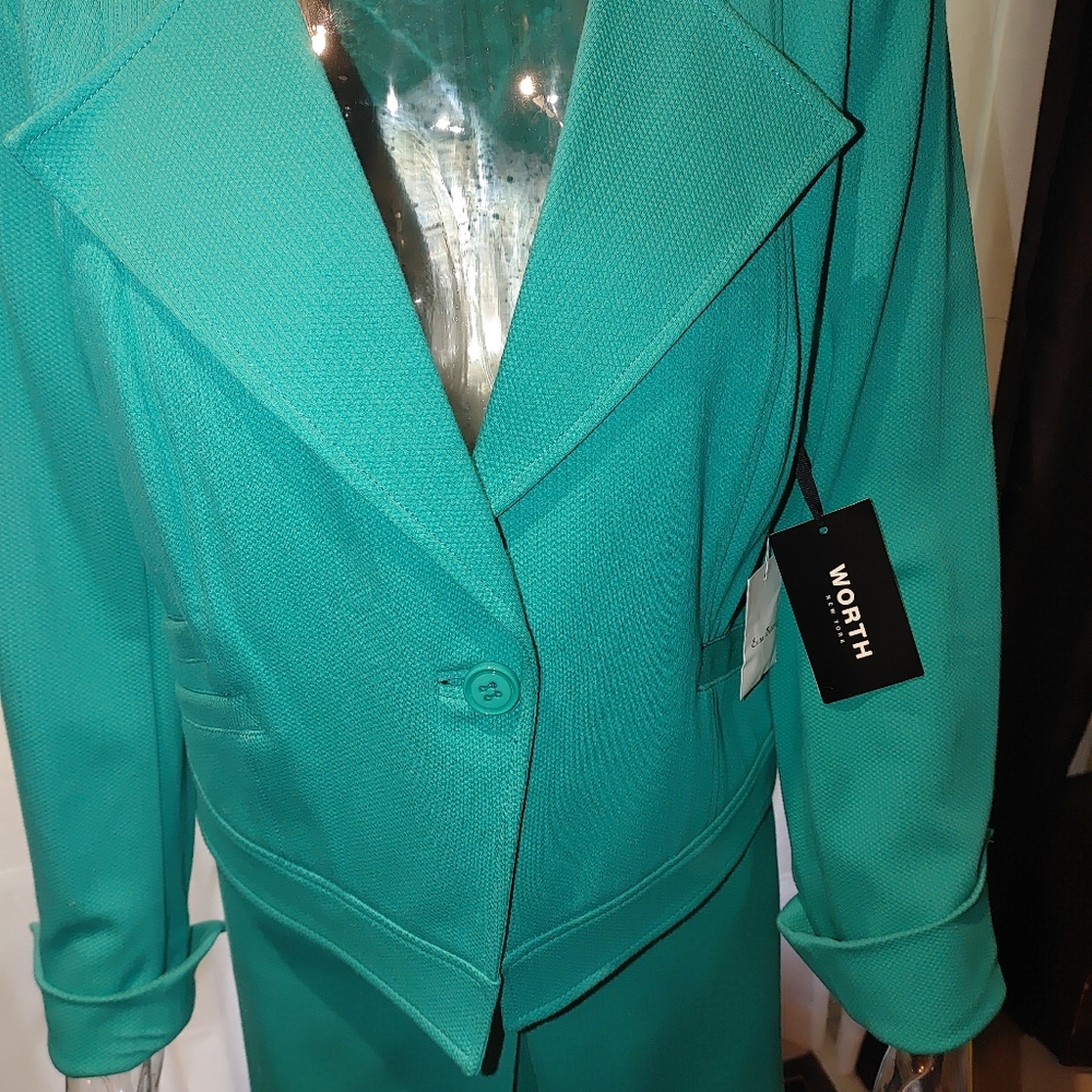 Worth Teal Crop Jacket and matching Skirt